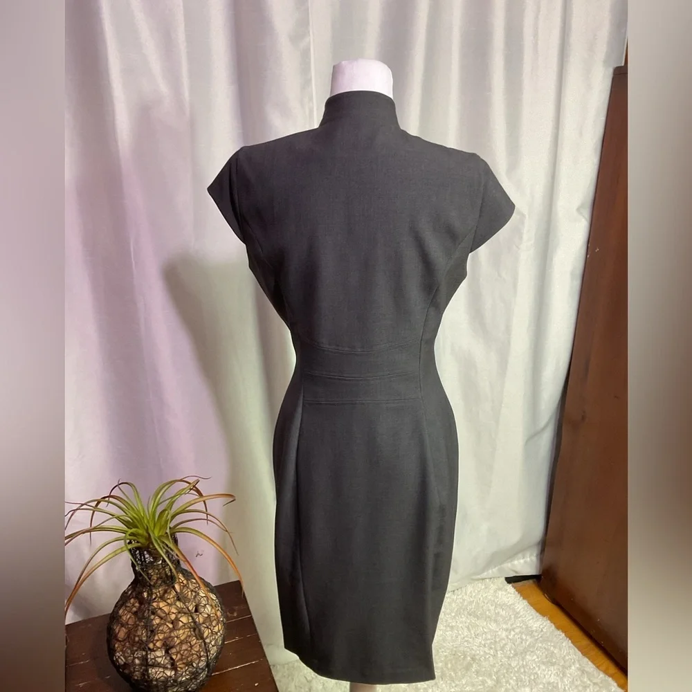 Calvin Klein Grey Wrap Fitted Dress - Picture 8 of 13